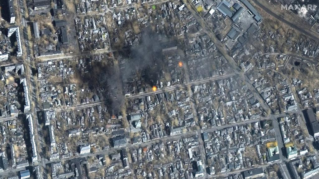 Extensive damage seen in Mariupol, Ukraine. 14 March 2022