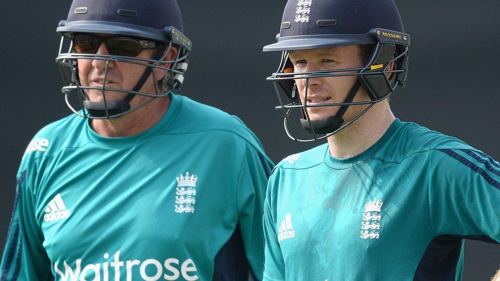 Eoin Morgan and Trevor Bayliss