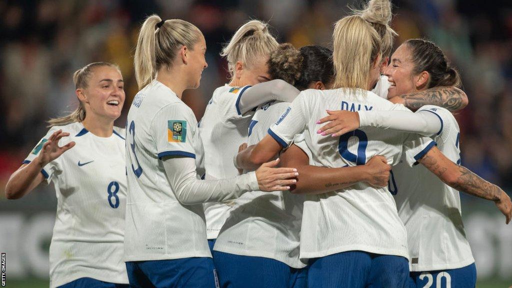 England players celebrate