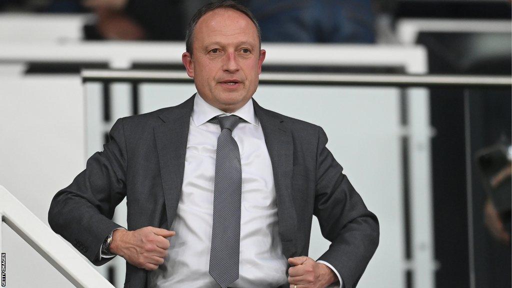 Derby County owner David Clowes watches his side in action from the stands at Pride Park