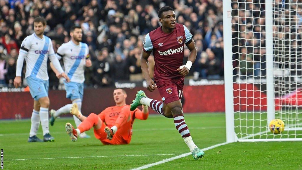 Mohammed Kudus celebrates scoring for West Ham