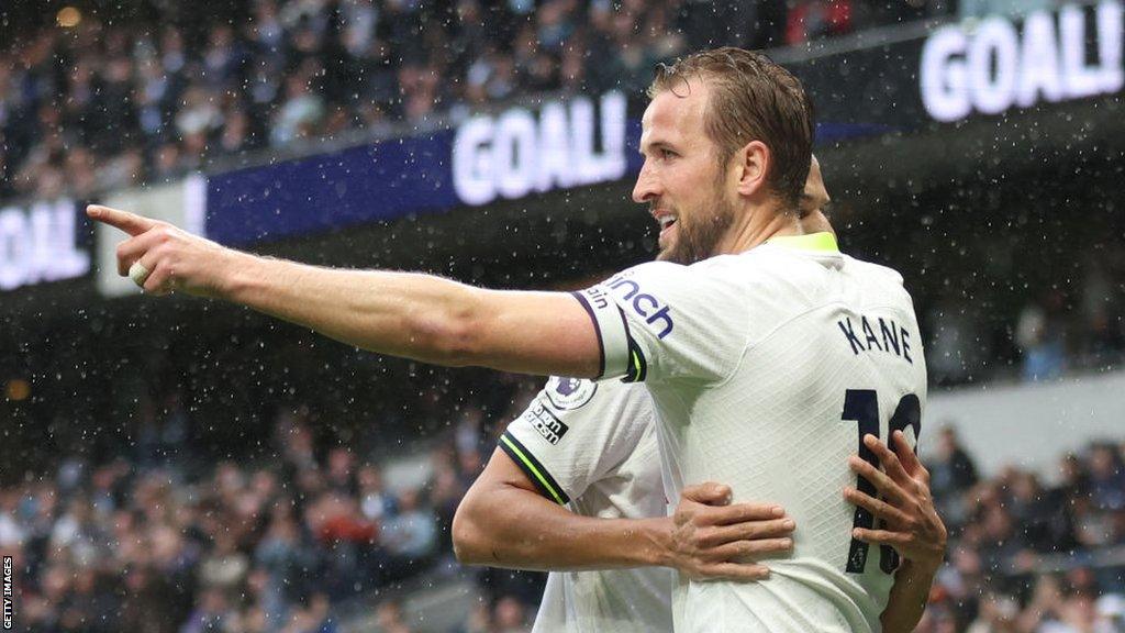 Harry Kane celebrates scoring against Crystal Palace