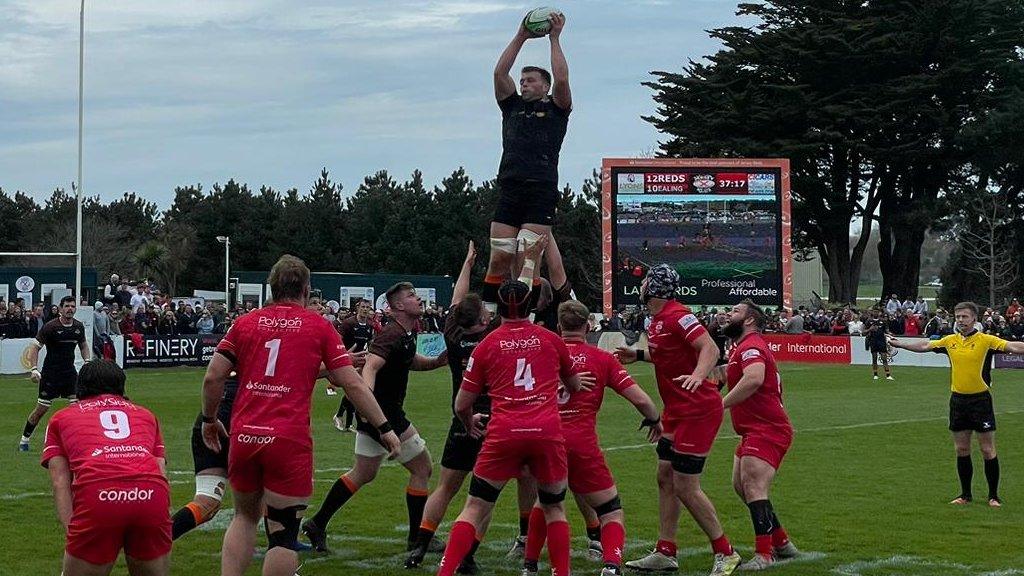 Action from Jersey Reds v Ealing