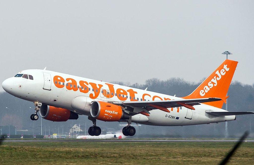 An Easyjet plane taking off