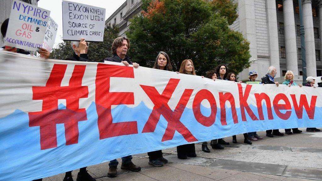 Climate activists protest outside New York state supreme court - 22 October