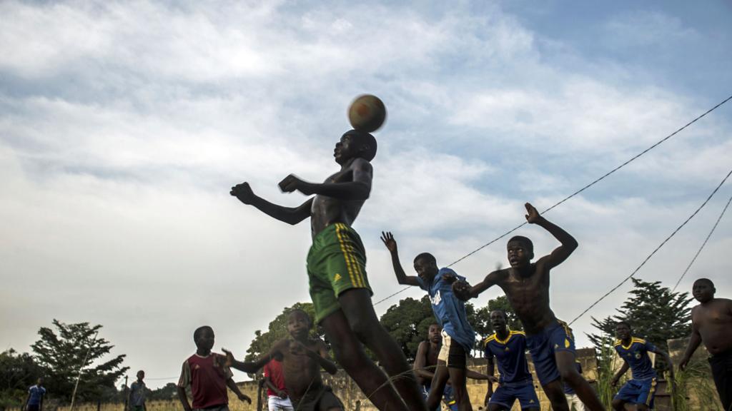 Gabonese boys playing football - January 2017