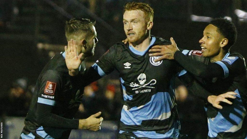 Forest Green celebrate versus Scarborough Athletic