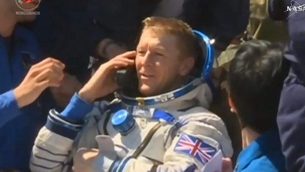 Tim Peake on the phone