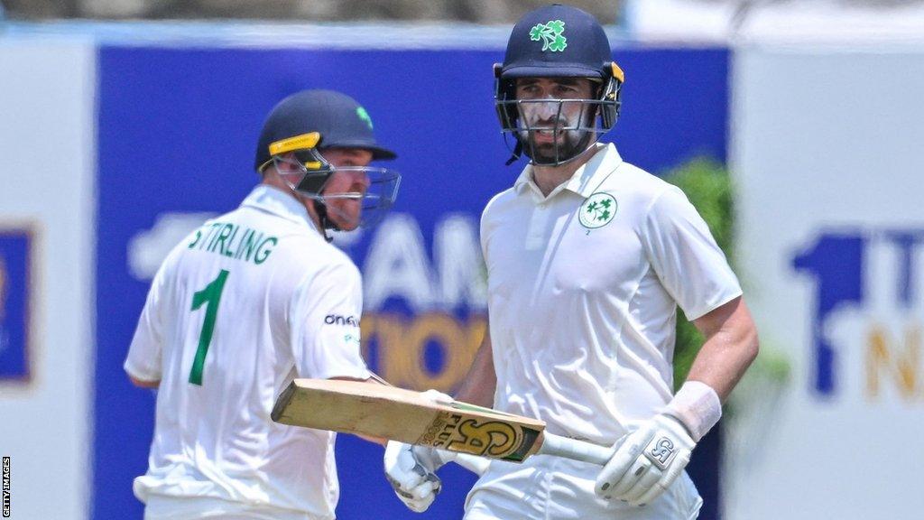 Andrew Balbirnie and Paul Stirling run between the wickets in Galle