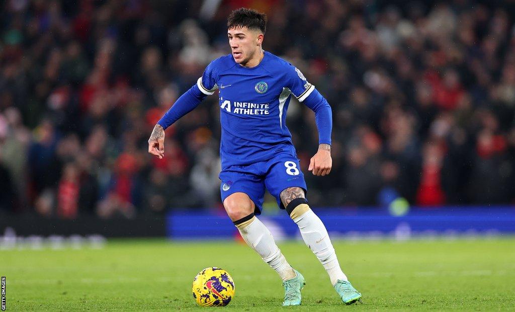 Enzo Fernandez playing for Chelsea