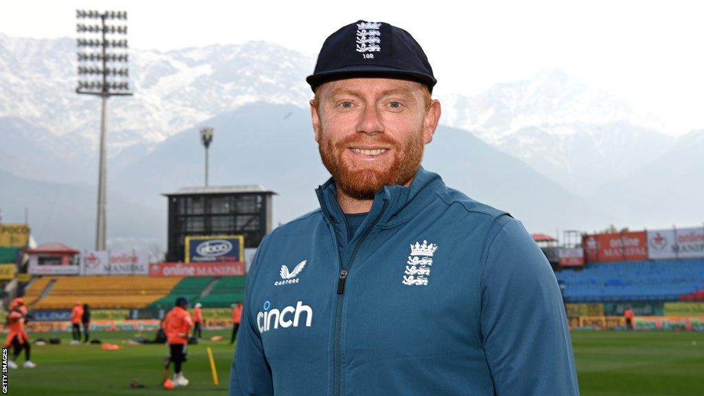 England batter Jonny Bairstow smiles after receiving his 100th Test cap