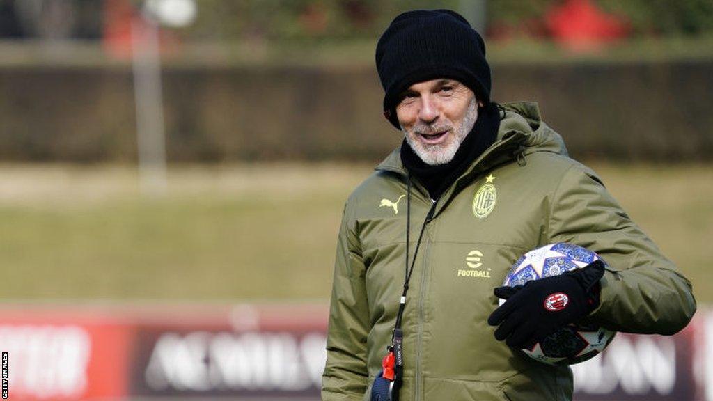 Stefano Pioli takes AC Milan training before Tuesday's Champions League match against Tottenham