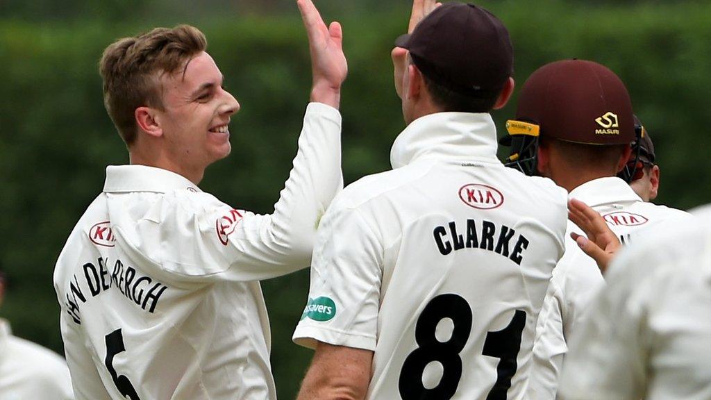 Surrey celebrate a wicket