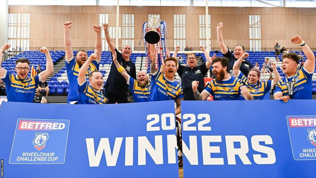 Leeds Rhinos celebrate Wheelchair Challenge Cup final success