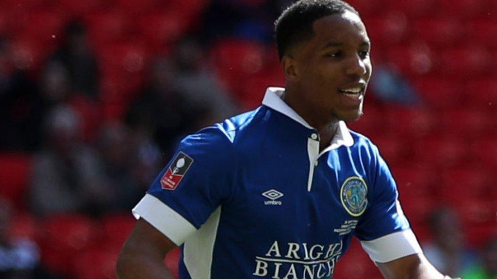 Rhys Brown scored Macclesfield's opening goal in their 3-2 FA Trophy final defeat by York City at Wembley in May