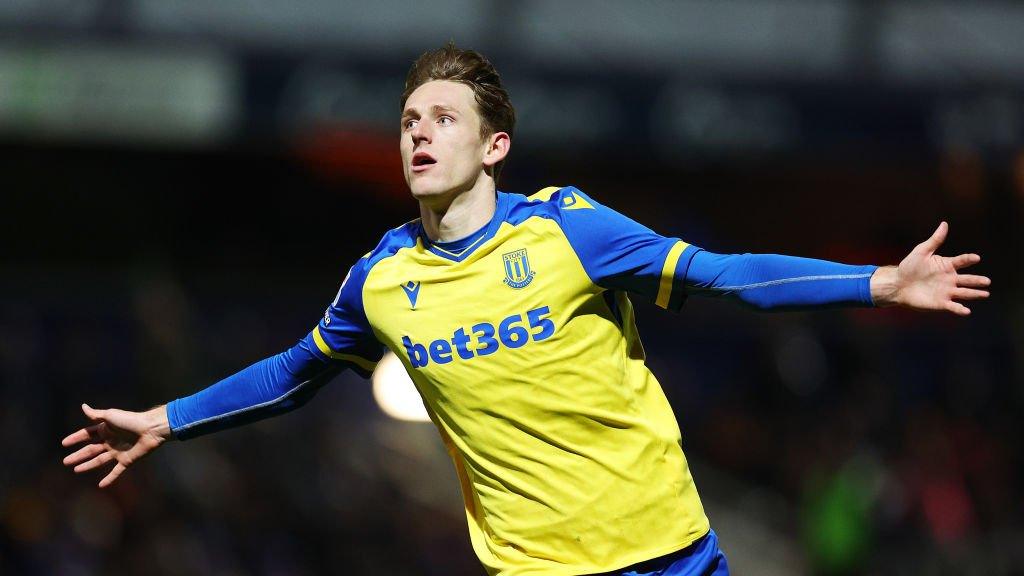 Wouter Burger celebrates his first league goal for Stoke City at Loftus Road