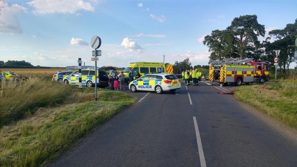 Scene of Oundle school bus crash