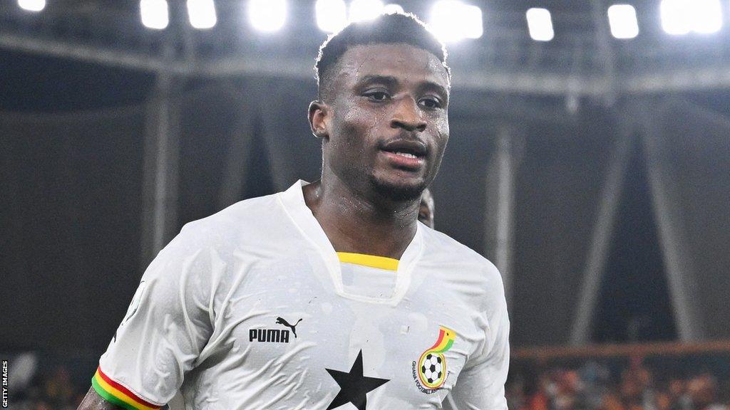 Ghana midfielder Mohamed Kudus during the Africa Cup of Nations 2023 Group B match between Egypt and Ghana at the Felix Houphouet-Boigny Stadium in Abidjan