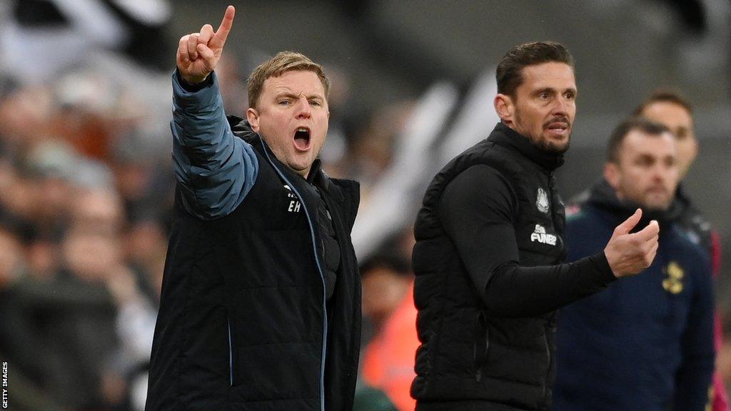 Newcastle manager Eddie Howe (left)