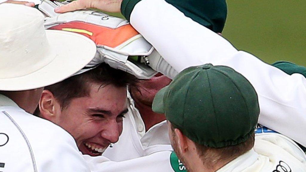 Josh Tongue and team-mates celebrate