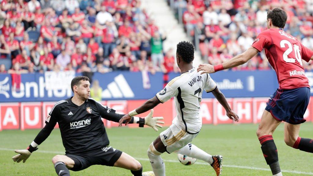 Vinicius Junior scores his second goal against Osasuna