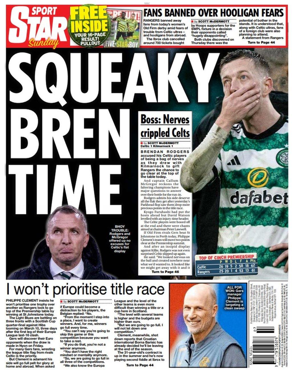 The back page of the Scottish Star on Sunday on 180224