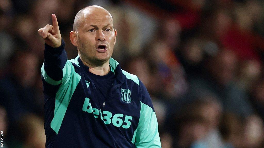 Stoke City manager Alex Neil shouts from the touchline during a game