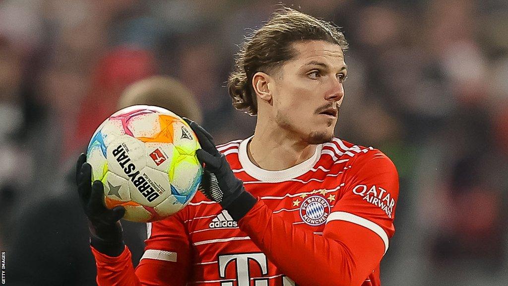 Bayern Munich midfielder Marcel Sabitzer in Bundesliga match v Eintracht Frankfurt