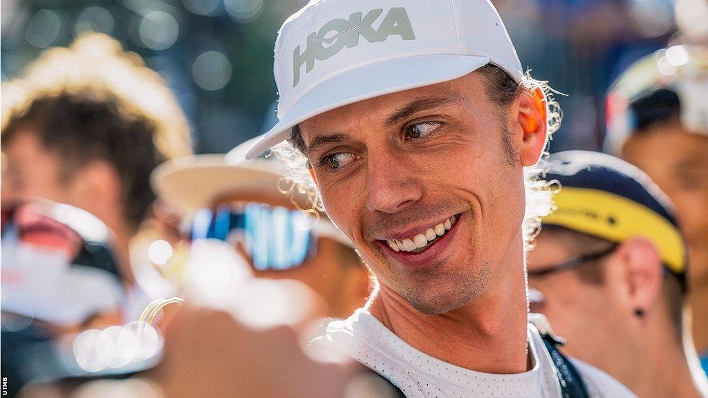 Jim Walmsley smiles on the UTMB start line