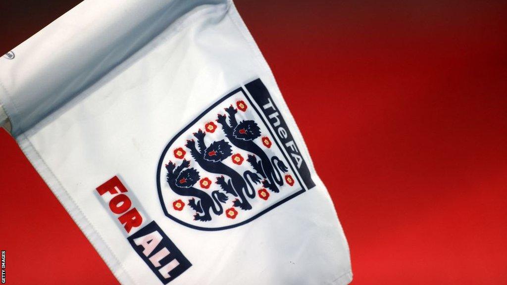 The Football Association Three Lions badge seen on a corner flag