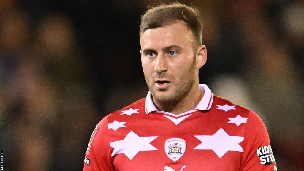 Herbie Kane of Barnsley during the Emirates FA Cup First Round match between Barnsley and Horsham at Oakwell Stadium on November 03, 2023 in Barnsley, England.