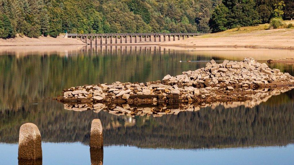 Remains of church at Ladybower Reservoir