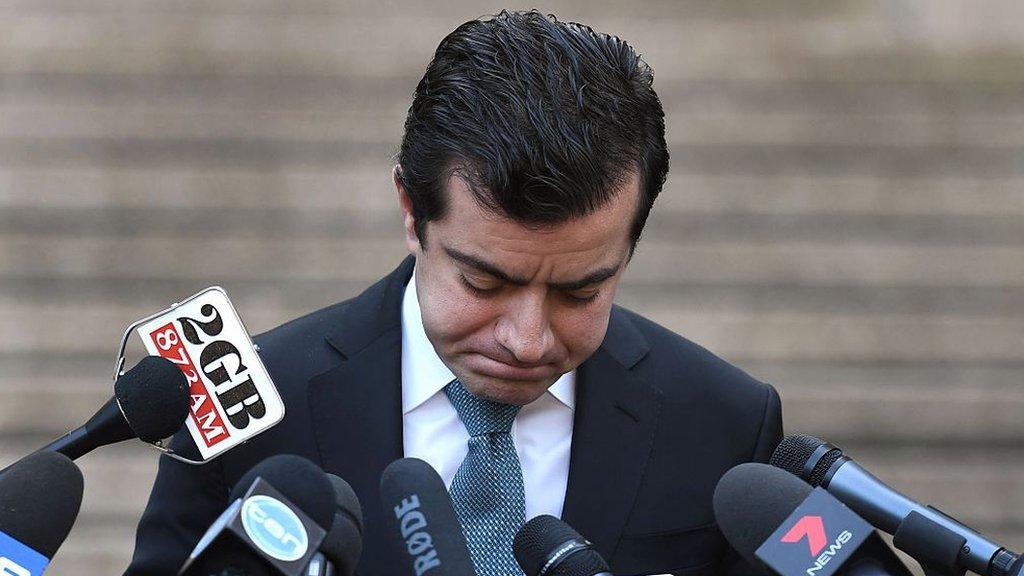 Australian Labor Party's Senator Sam Dastyari fronts the media in Sydney on September 6, 2016, to make a public apology