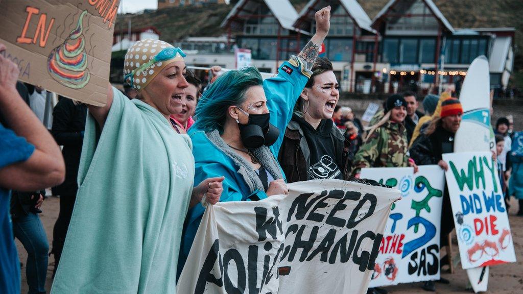 Saltburn protestors