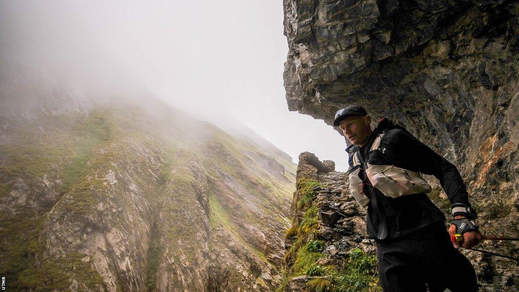 Christian Meier while running in the TDS race at UTMB