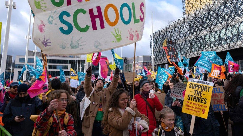 Teachers striking in birmingham in March