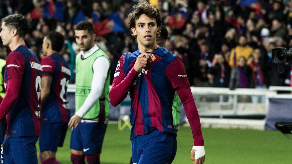 Barcelona's Joao Felix celebrates