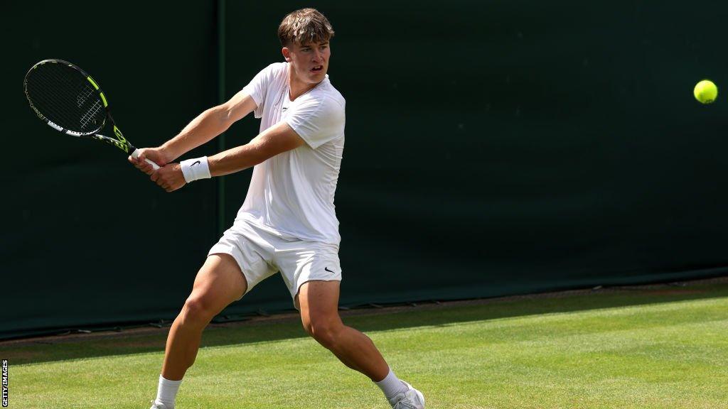 Viktor Frydrych playing at Wimbledon