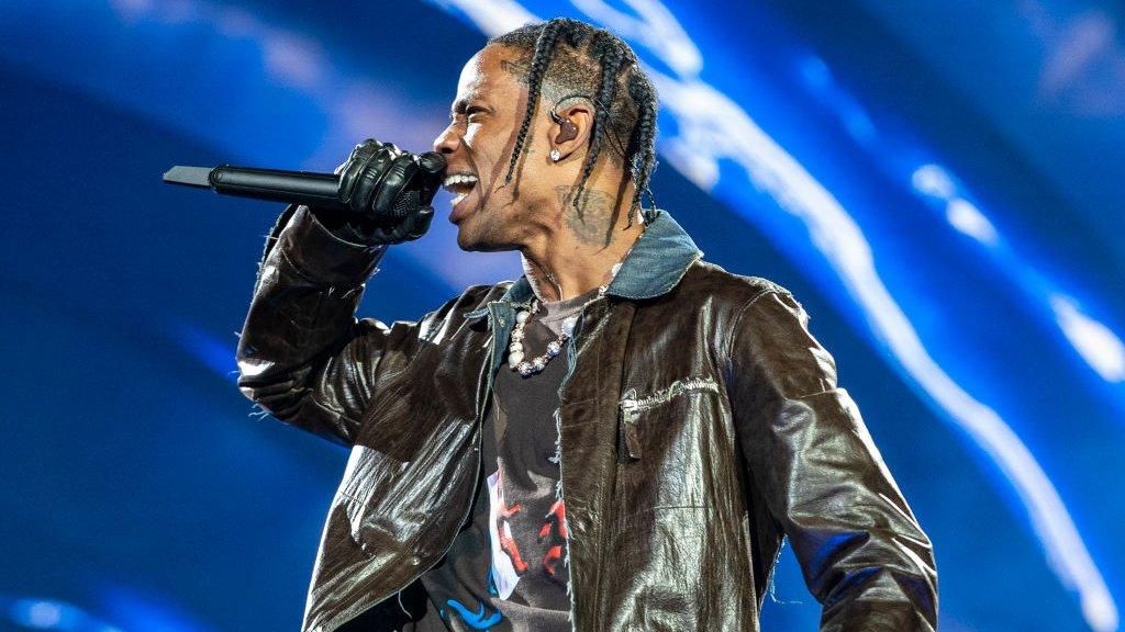 Travis Scott performing at the Astroworld music festival in 2021.