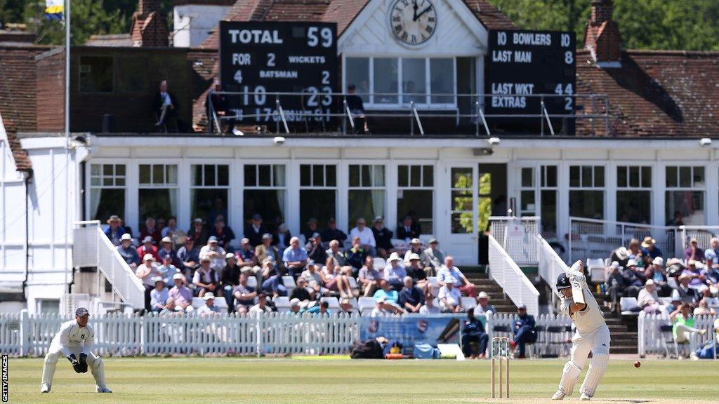 Joe Denly bats for Kent at the Nevill Ground