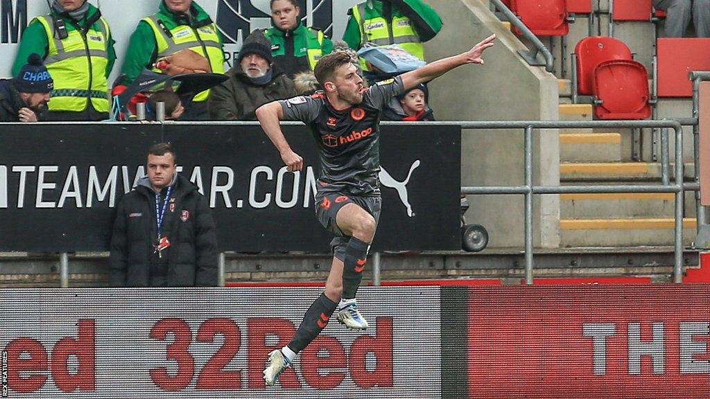 Joe Williams celebrates his goal for Bristol City against Rotherham