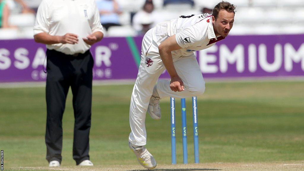 Josh Davey bowling during the County Championship last season