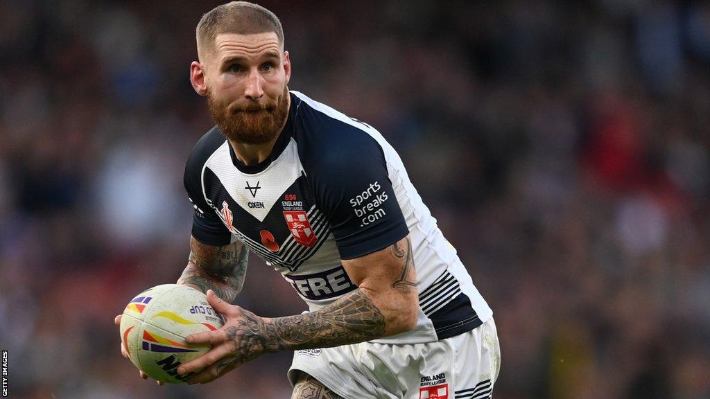 Sam Tomkins in action for England