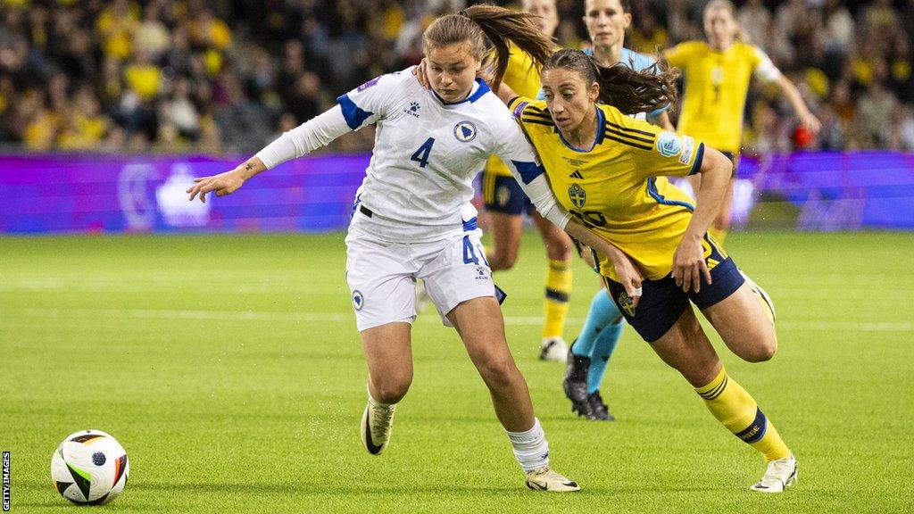 Gloria Slišković in action for Bosnia-Herzegovina