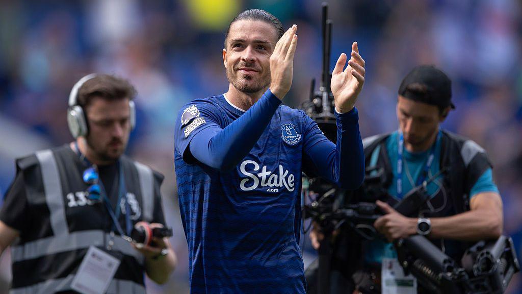 Jack Grealish applauds as Everton beat Brighton at the Hill Dickinson Stadium