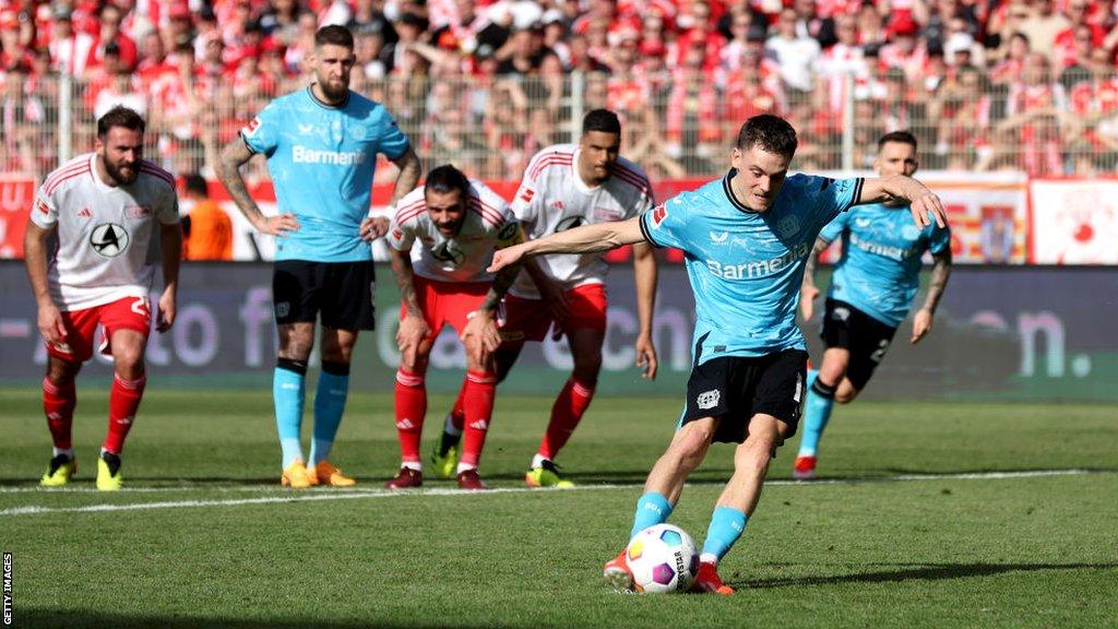 Florian Wirtz's penalty was his third goal in four days, having scored twice in Leverkusen's midweek German Cup semi-final win over Fortuna Dusseldorf