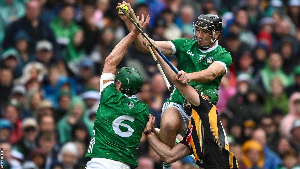 Diarmaid Byrnes soars to win possession at Croke Park