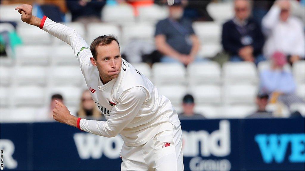 Tom Hartley in action for Lancashire