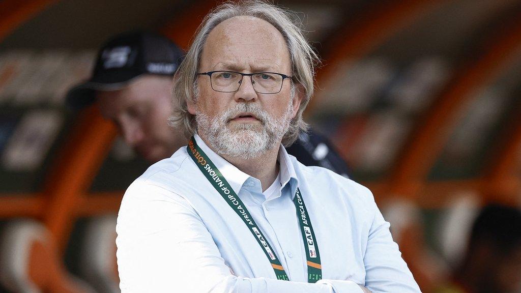 The Gambia coach Tom Saintfiet on the touchline at the 2023 Africa Cup of Nations