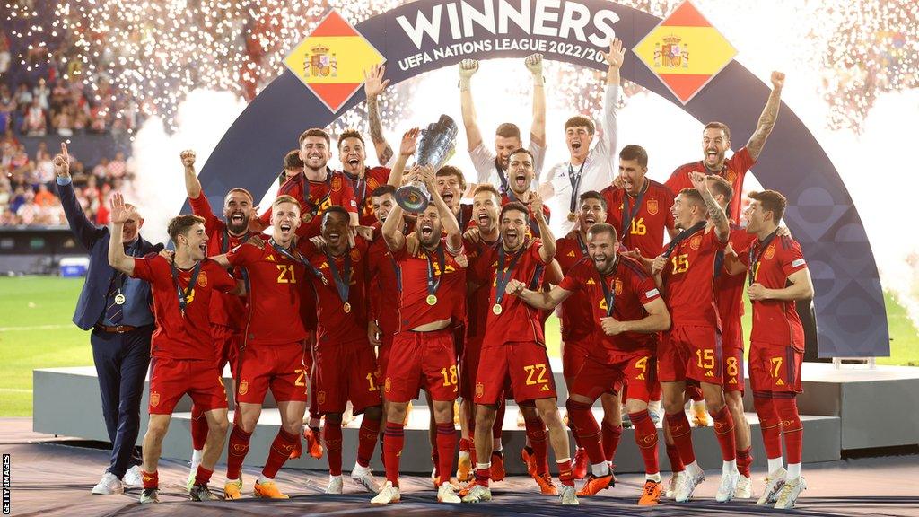 Spain lift the Nations League trophy